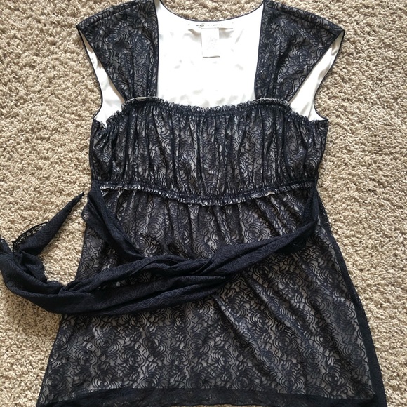Max Studio Black Lacy Top - Picture 1 of 8